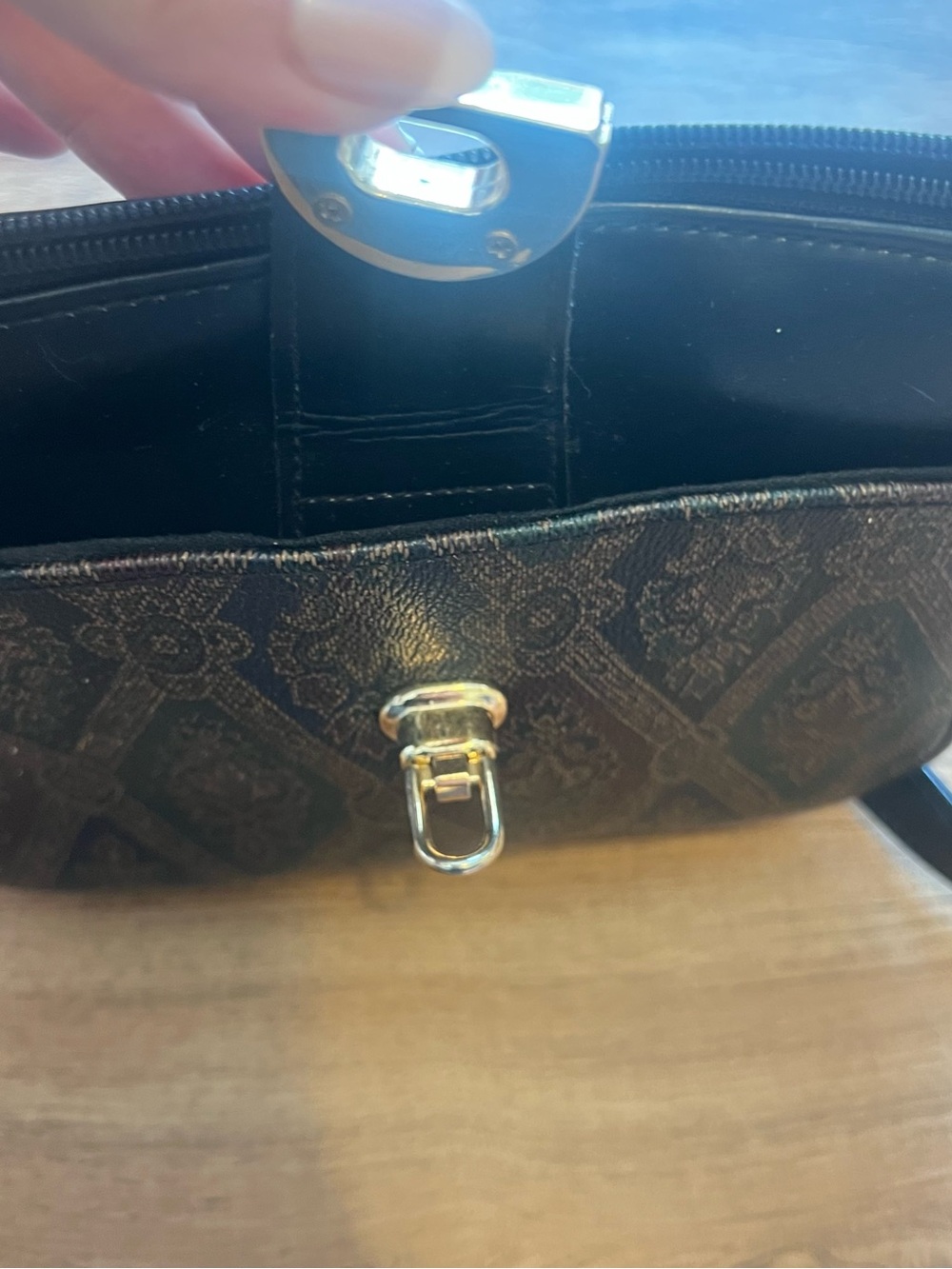 Liz Claiborne Brown and Black Patterned Crossbody Bag - Picture 7 of 7